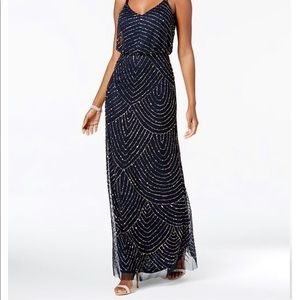 Adrianna Papell midnight blue evening gown.